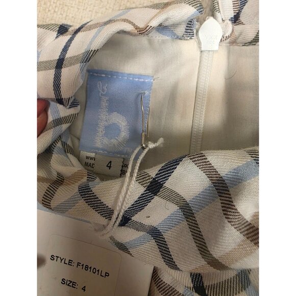 Bella Bliss Girls Plaid Dress NWT Puff Sleeves Bow Tie Size 4 Lined - Picture 3 of 7